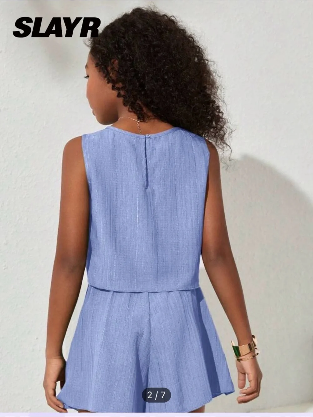 AYR Girls' Light Blue Sleeveless Two-Piece Romper